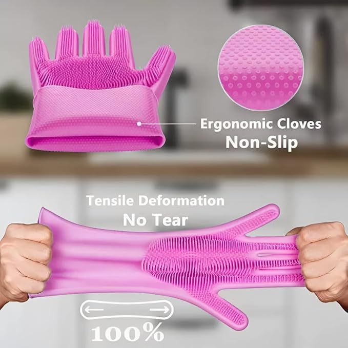 Silicone Dish Washing Gloves, Car Washing, Pet Grooming