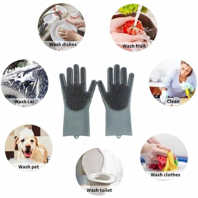 Silicone Dish Washing Gloves, Car Washing, Pet Grooming