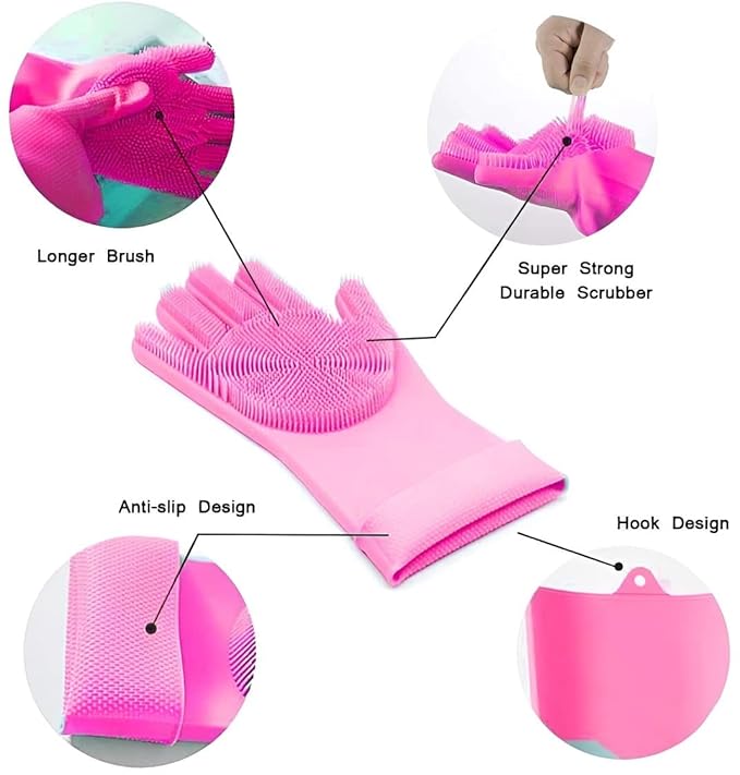 Silicone Dish Washing Gloves, Car Washing, Pet Grooming