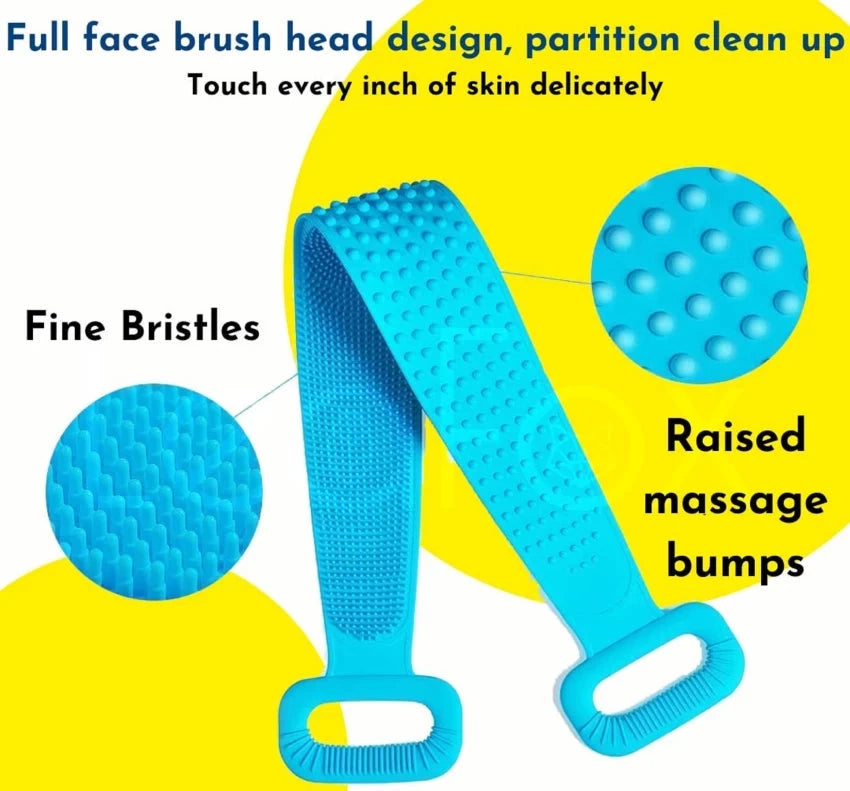 Silicone Back Scrubber Bath Belt Double-Sided Body Exfoliating Belt