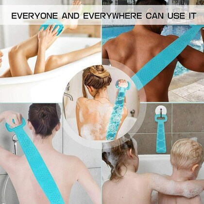 Silicone Back Scrubber Bath Belt Double-Sided Body Exfoliating Belt