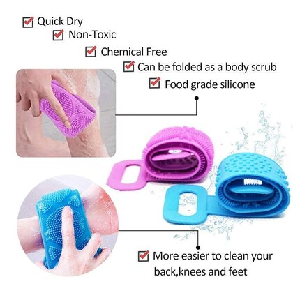 Silicone Back Scrubber Bath Belt Double-Sided Body Exfoliating Belt