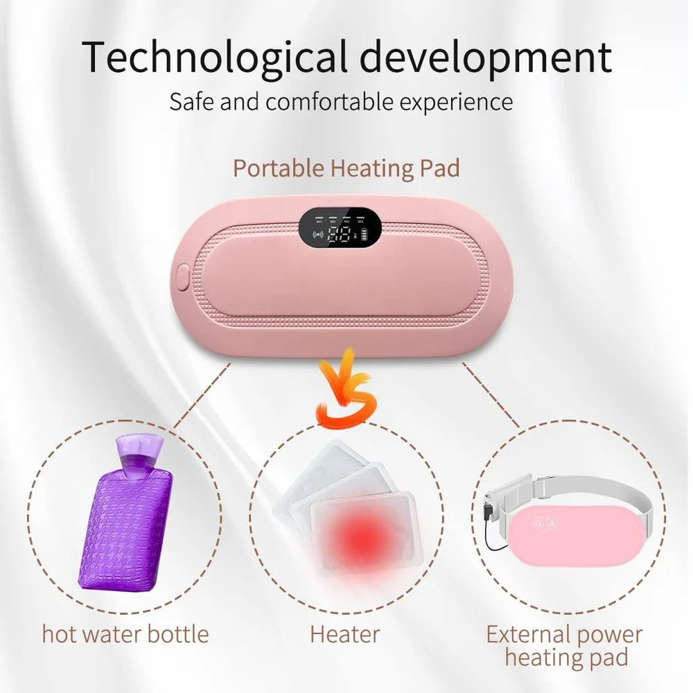 Portable Cordless Period Cramps Relief Massager & Heating Pad
